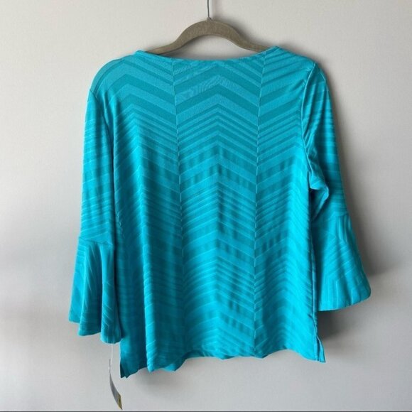 NWT TanJay Aqua Watercolour Bell Sleeve Top - Picture 5 of 16